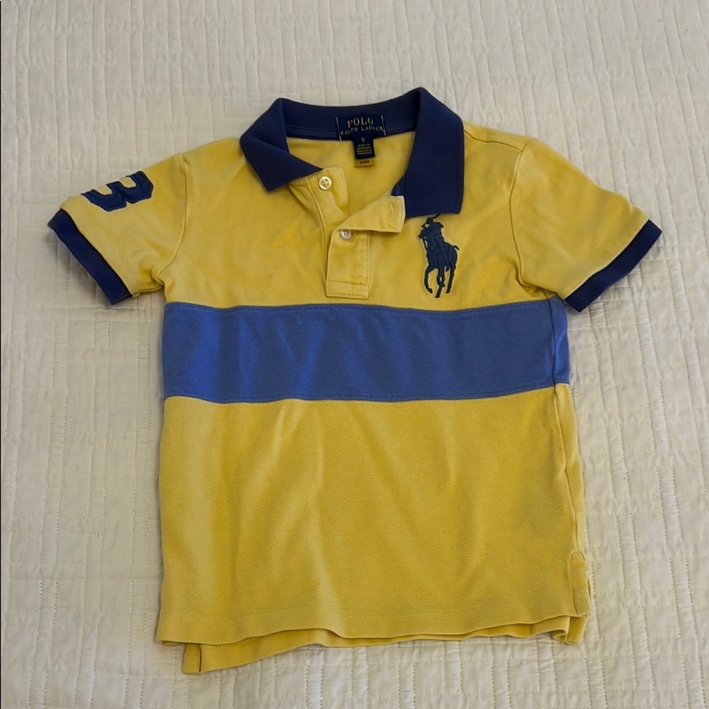 Polo by Ralph Lauren Yellow and Blue Color-Block Polo Shirt
